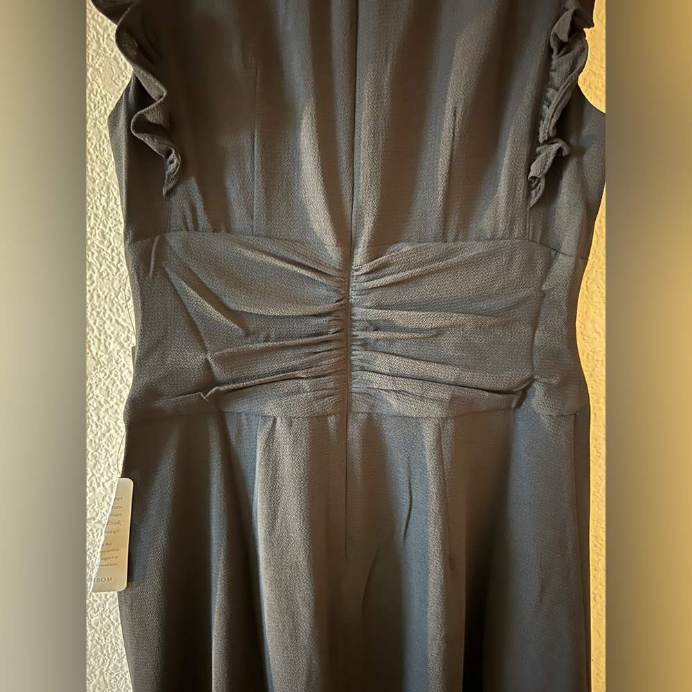 Maggy London Sleeveless Ruffled-Shoulders Midi Black Dress Size 2 - Picture 8 of 13